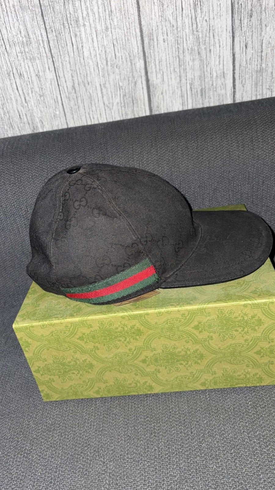Orginele GUCCI Black Hat Monogram Baseball Cap, Ophalen of Verzenden, Zo goed als nieuw