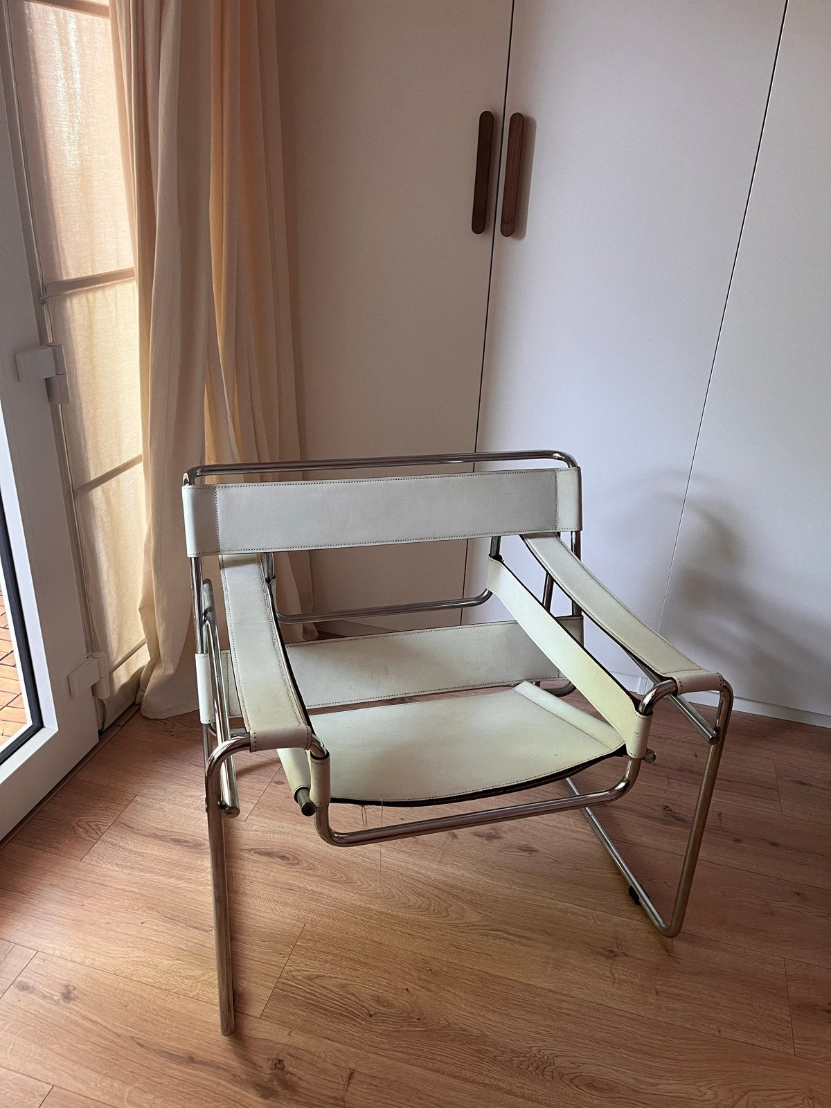 Wassily-fauteuil designstoel (Model B3), Ophalen, Gebruikt, Wit, Leer
