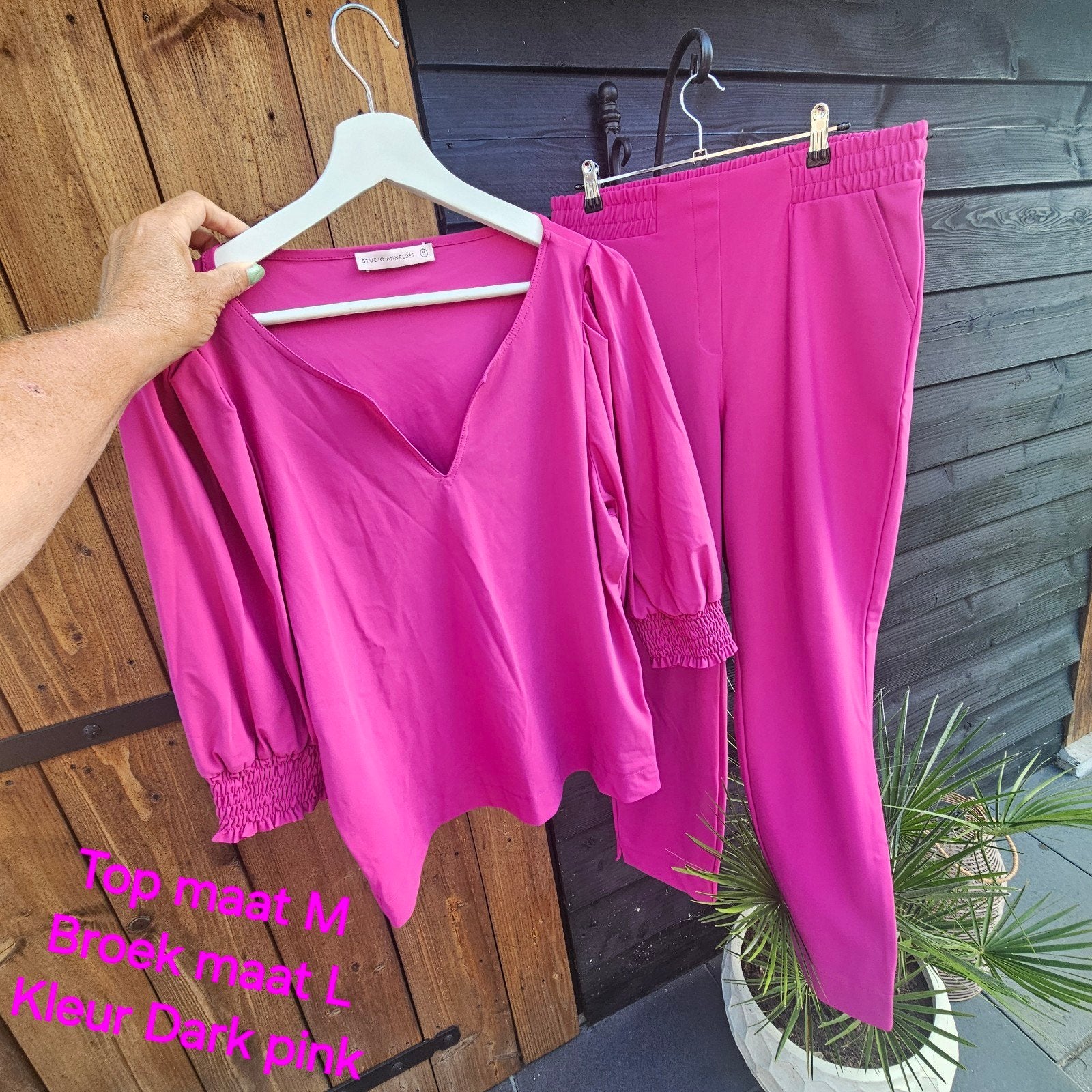 Studio Anneloes roze set: top (M) en broek (L), Kleding | Dames, Maat 38/40 (M), Studio Anneloes, Ophalen of Verzenden, Zo goed als nieuw
