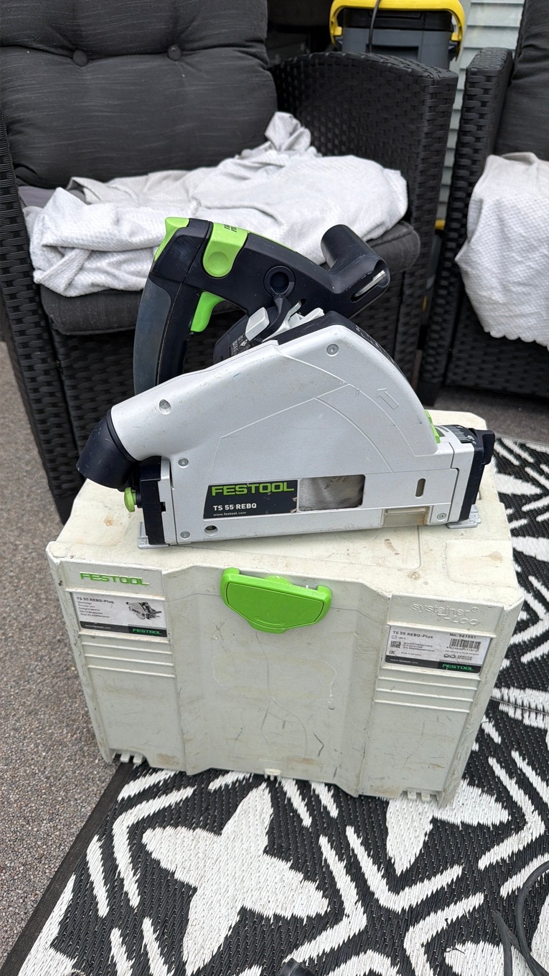 Festool TS 55 REBQ-Plus Invalcirkelzaagmachine 1200W - 160mm, Invalzaag, Ophalen of Verzenden, Zo goed als nieuw, 30 tot 70 mm