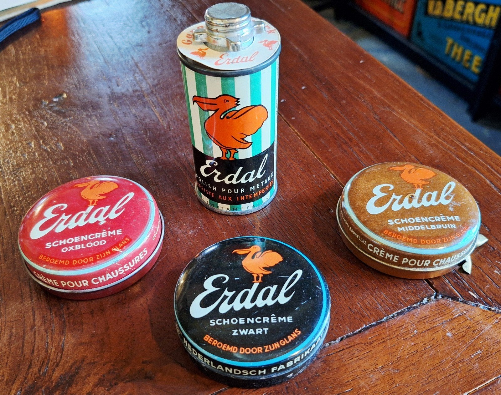 Erdal schoencreme blikje 4 stuks., Ophalen of Verzenden, Gebruikt, Overige