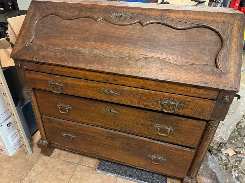 Mooie massief eiken secretaire / bureau, Ophalen, Zo goed als nieuw