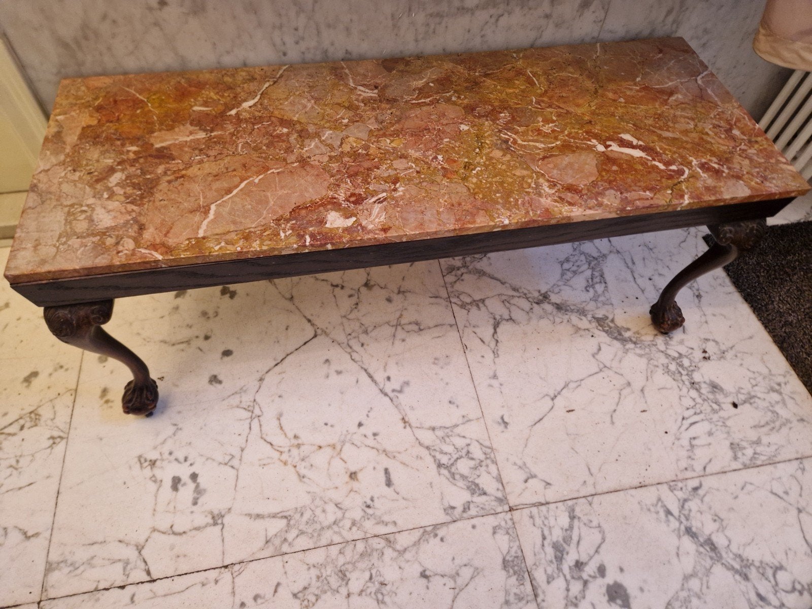 Antieke salontafel met marmeren blad, Ophalen