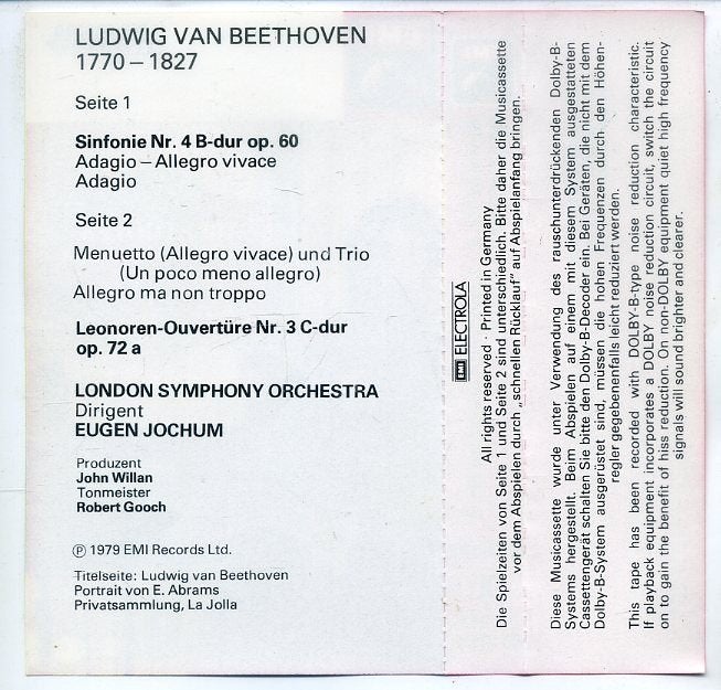Sinfonie Nr. 4 / Leonoren Ouvertüre Nr. 3 5 nrs cassette ZG, Antiek en Kunst, Ophalen of Verzenden