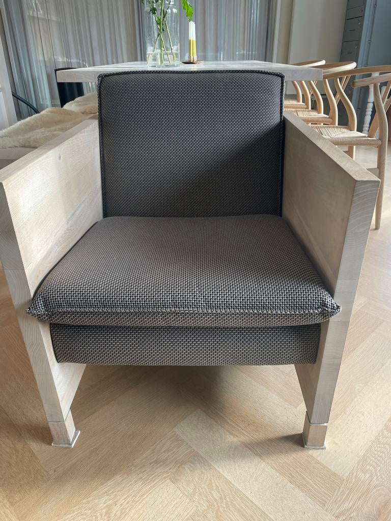 Pilat&Pilat Kristien fauteuil, iepenhout, gezeept, Ophalen, Gebruikt, 75 tot 100 cm, 50 tot 75 cm