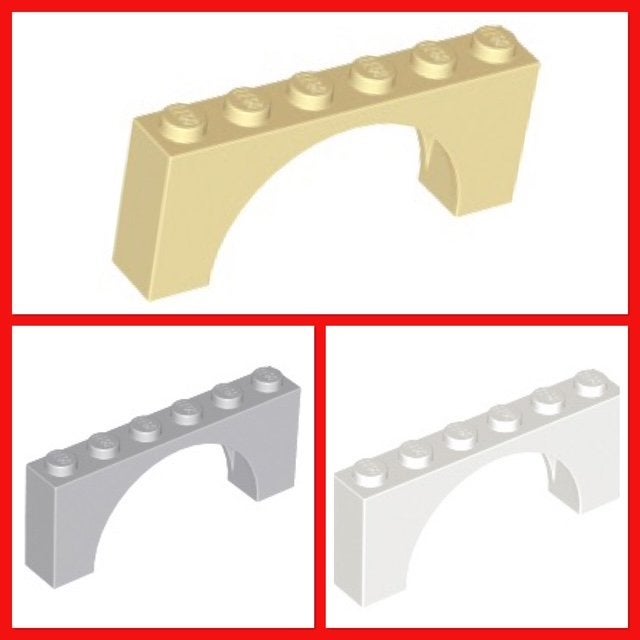 lego boogjes 1x6 licht grijs (12) beige (12) wit (4), Ophalen of Verzenden, Nieuw, Accessoire, Lego