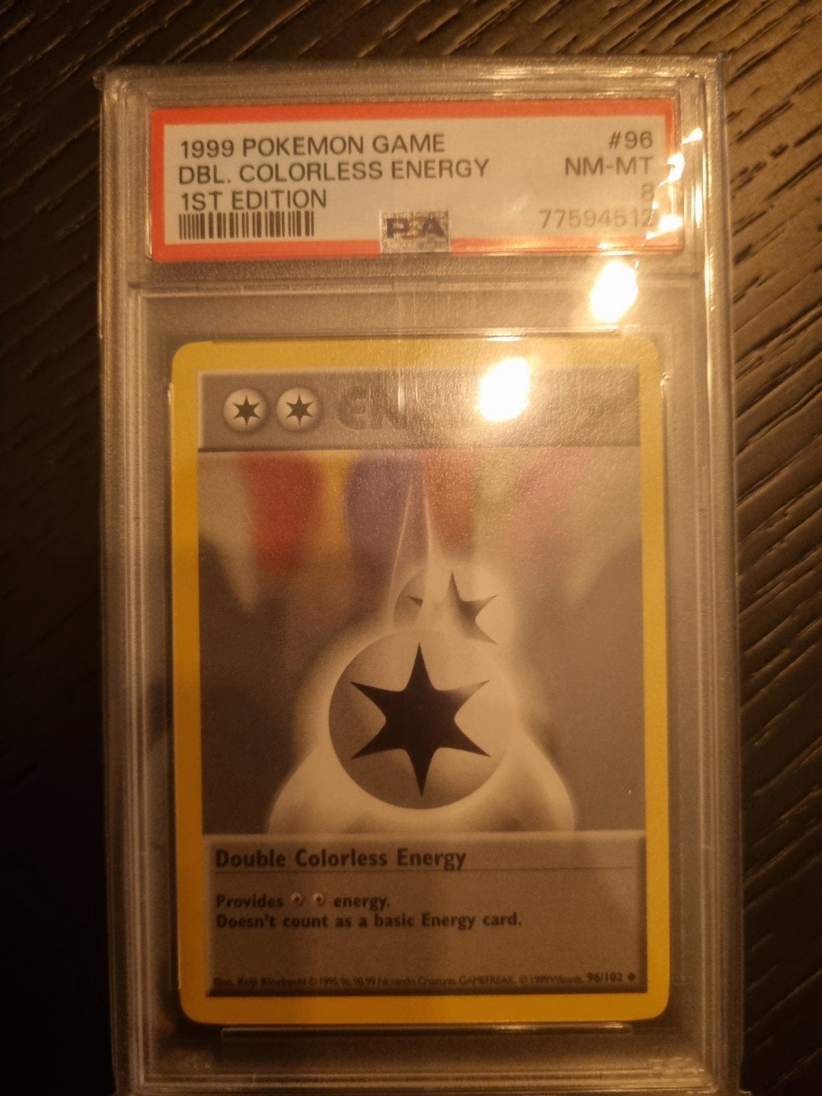 Double Colorless Energy 96/102 base set 1st edition PSA 8, Hobby en Vrije tijd, Verzamelkaartspellen | Yu-gi-Oh!, Ophalen of Verzenden