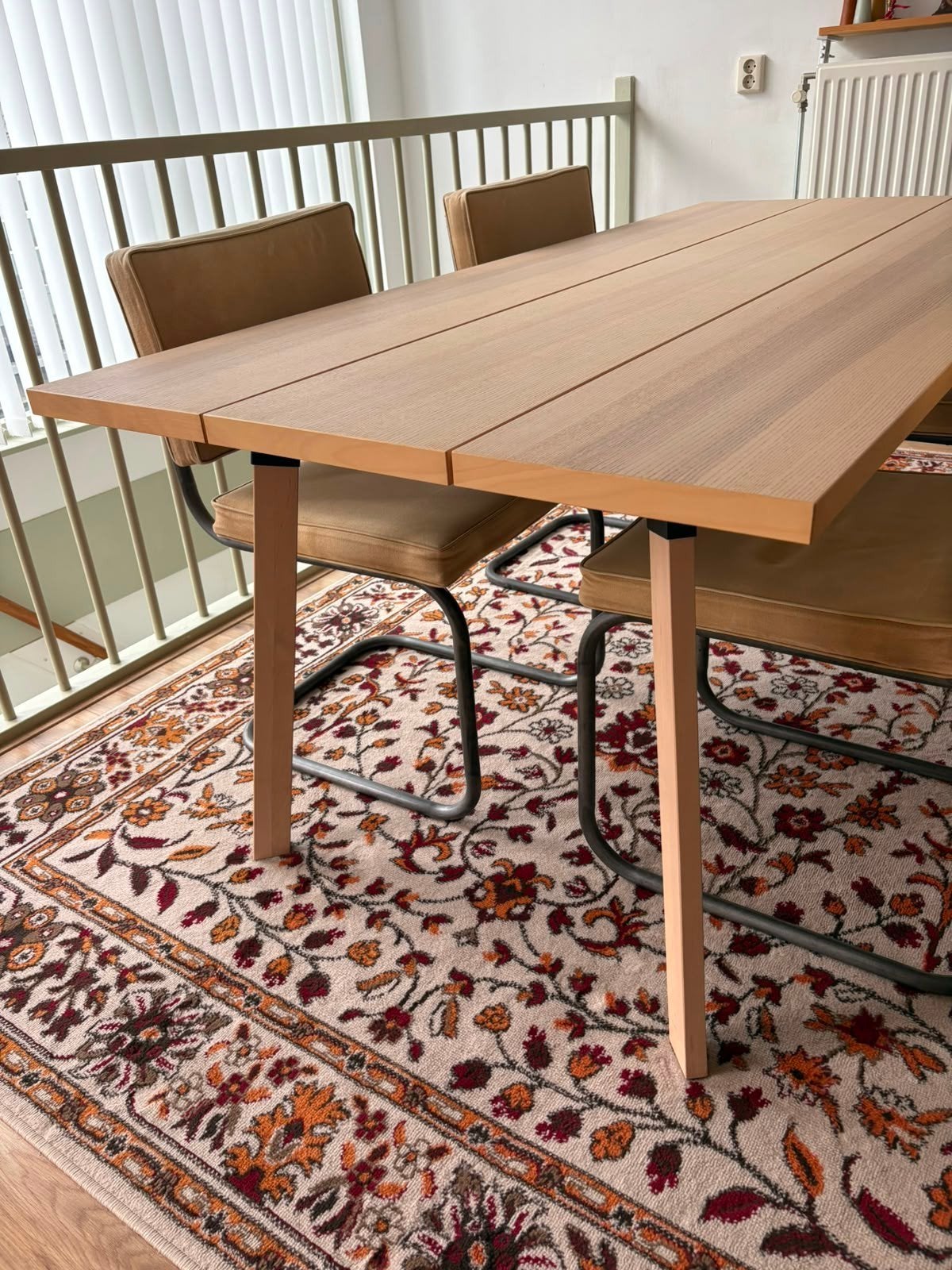 IKEA YPPERLIG Eettafel 200x90 cm - Licht Essenfineer, 200 cm of meer, Zo goed als nieuw, Vijf personen of meer, Rechthoekig