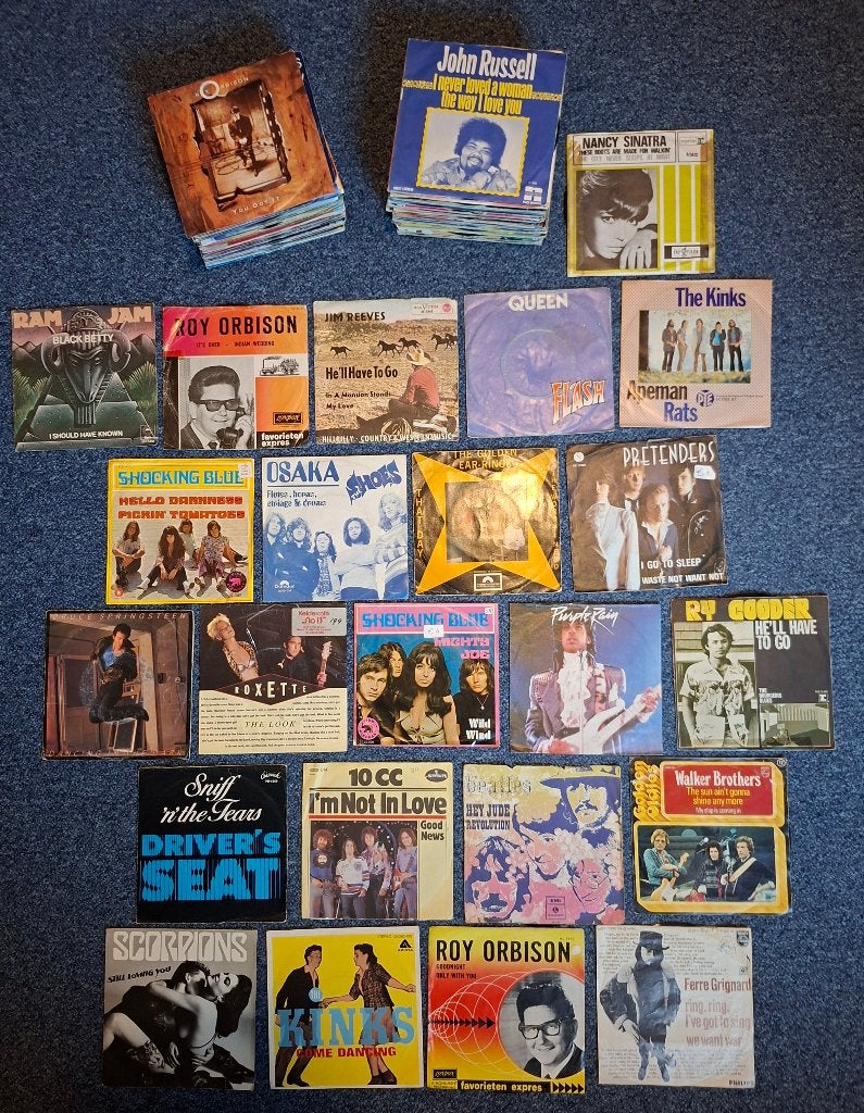 Partij van 110 jukebox singles jaren 60-70tig alle met hoes, 7 inch, Pop, Nieuw in verpakking, Overige typen
