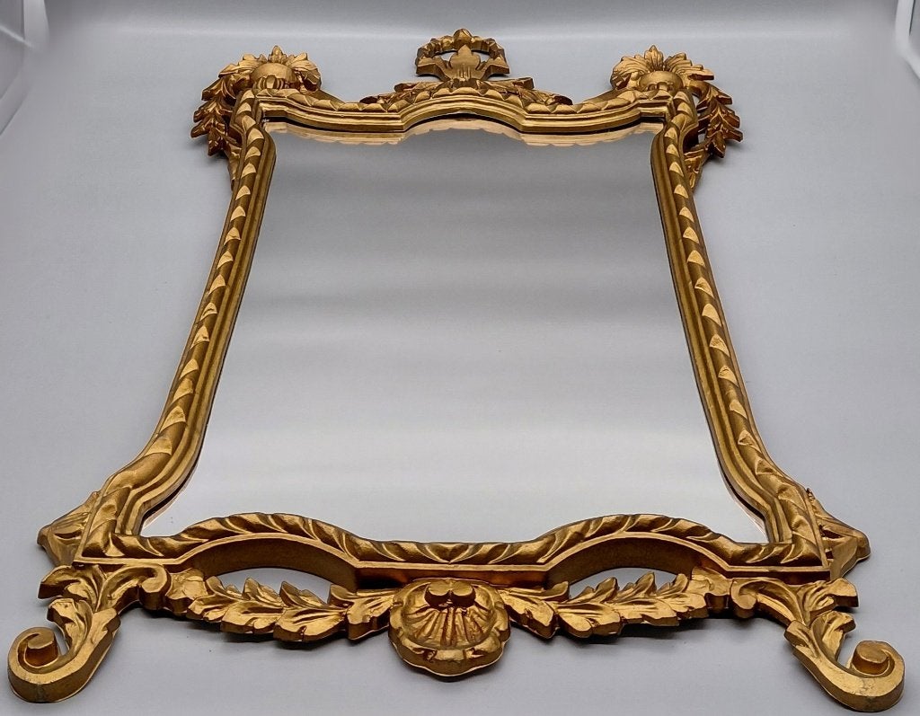 Vintage wandspiegel in sierlijke barok / rococo stijl., Huis en Inrichting, Ophalen, Minder dan 50 cm, Gebruikt, Minder dan 100 cm