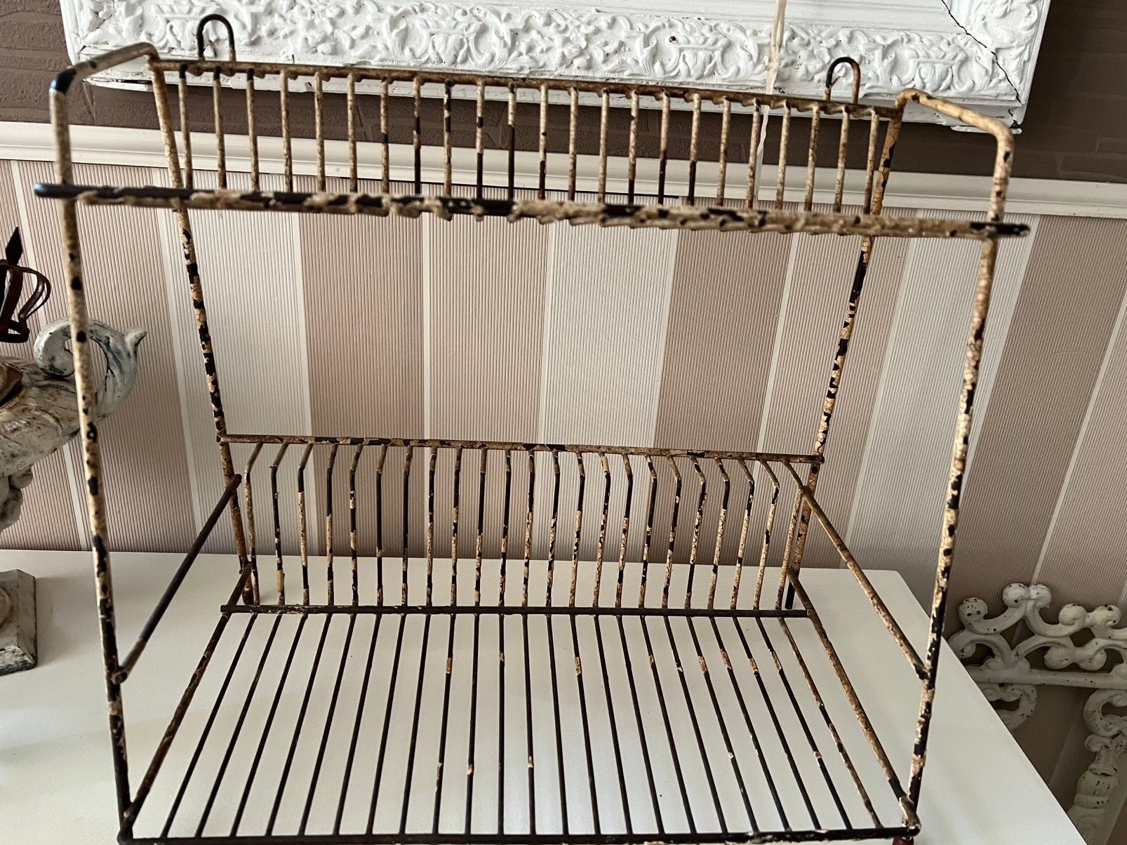Een vintage oude brocante bordenrek, Ophalen of Verzenden