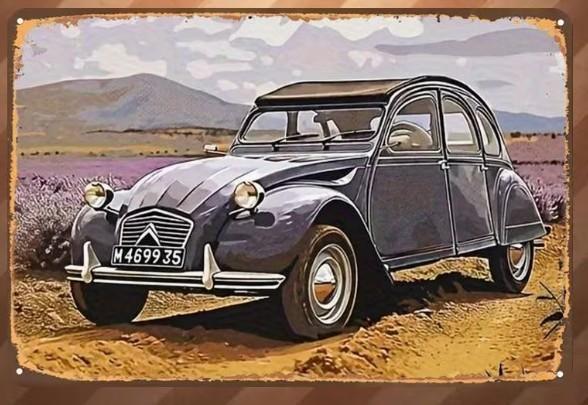 Metalen wandbord met een Citroën 2CV (01), Verzenden, Nieuw, Auto's