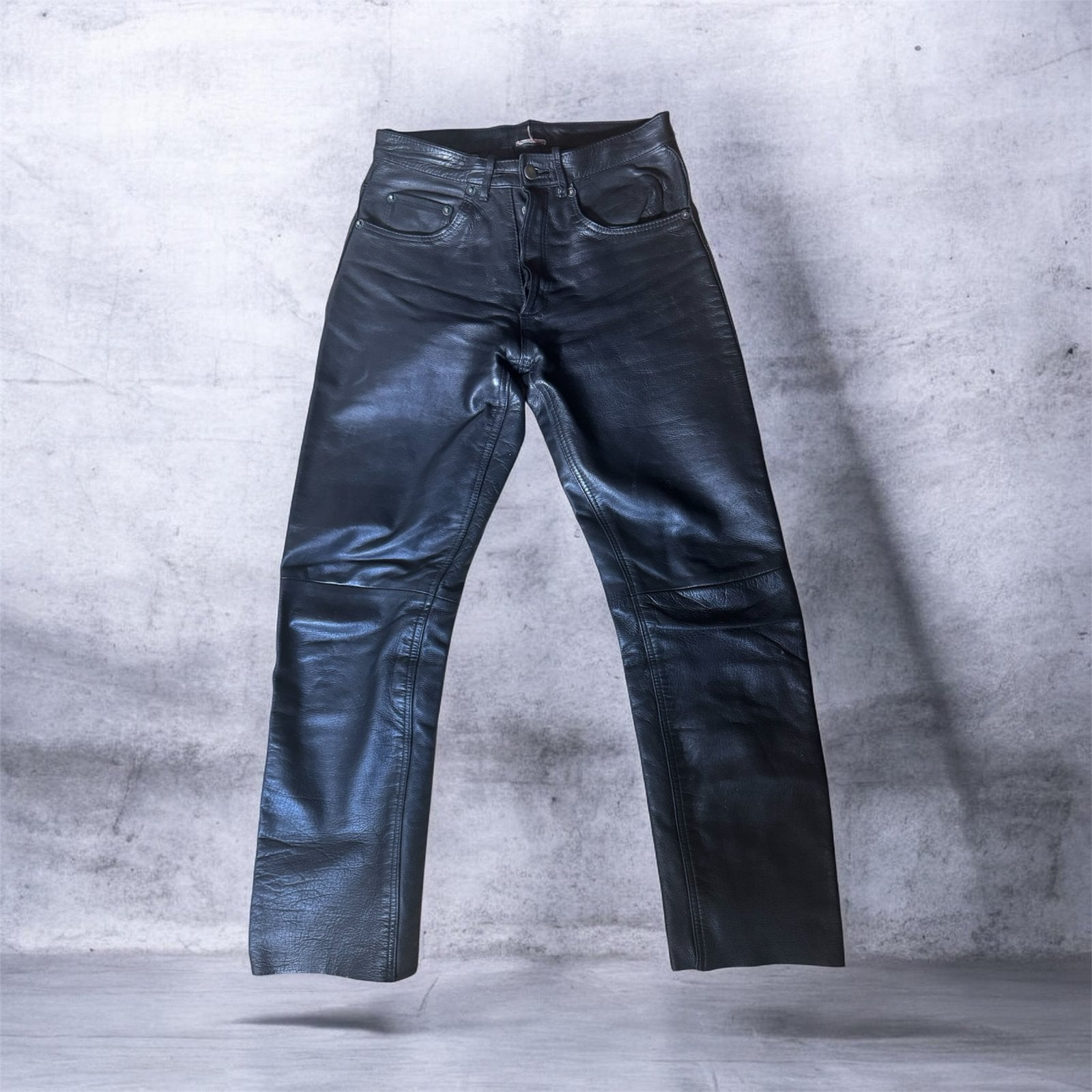 Vintage Dames Kalfsleren Broek - 501 Stijl, Zwart, Ophalen of Verzenden, Maat 36 (S), Lang