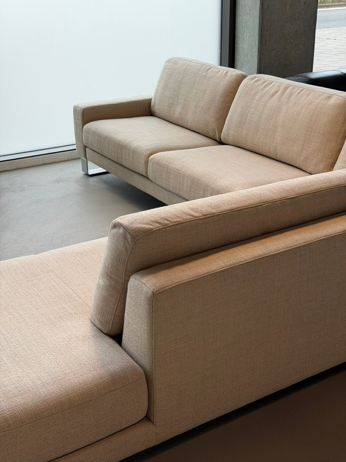 Rolf Benz Ego Hoekbank | Beige | NIEUWSTAAT + Garantie, Huis en Inrichting, Overige materialen, Hoekbank, 300 cm of meer, Ophalen of Verzenden