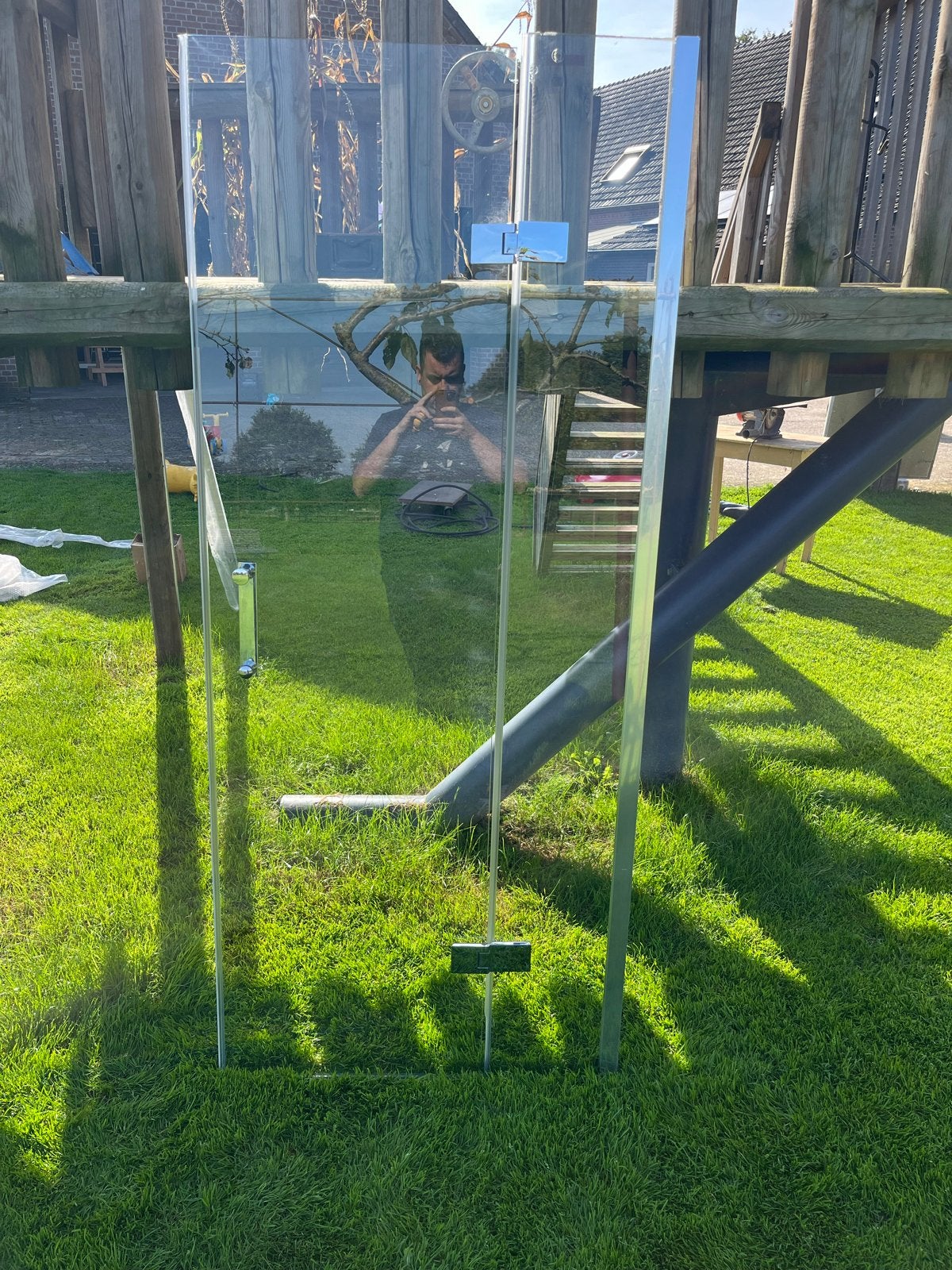 Hüppe Douchedeur en Vast Ruitje - 198 cm Hoog - Nieuwstaat, Huis en Inrichting, Ophalen, Zo goed als nieuw, Met douche