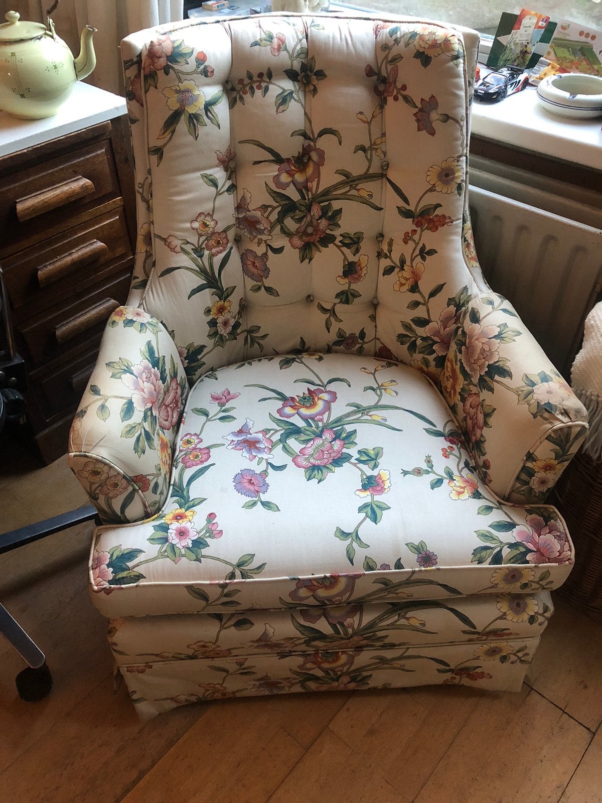Sam Moore fauteuil uit Bedford / Virginia, Huis en Inrichting, Fauteuils, Ophalen, 75 tot 100 cm, Zo goed als nieuw, Stof