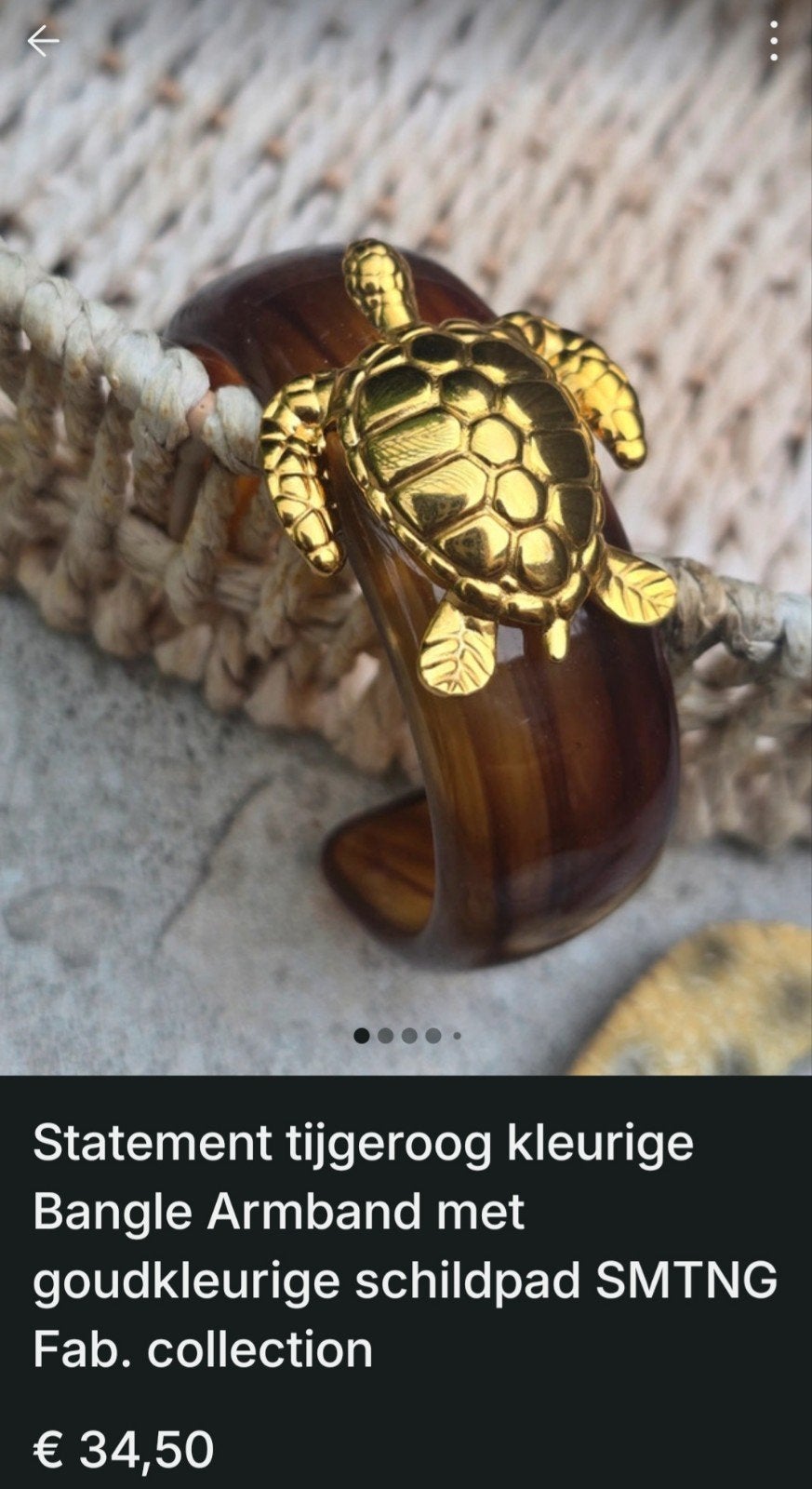 Statement tijgeroog kleurige Bangle Armband SMTNG Fab., Sieraden, Tassen en Uiterlijk, Armbanden, Ophalen of Verzenden, Nieuw
