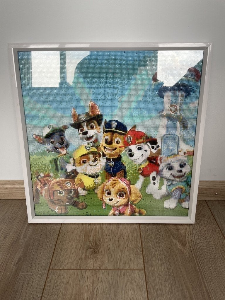 Diamond painting met lijst 41x41 Paw Patrol, Ophalen, Gebruikt, Ingelijst, Wanddecoratie