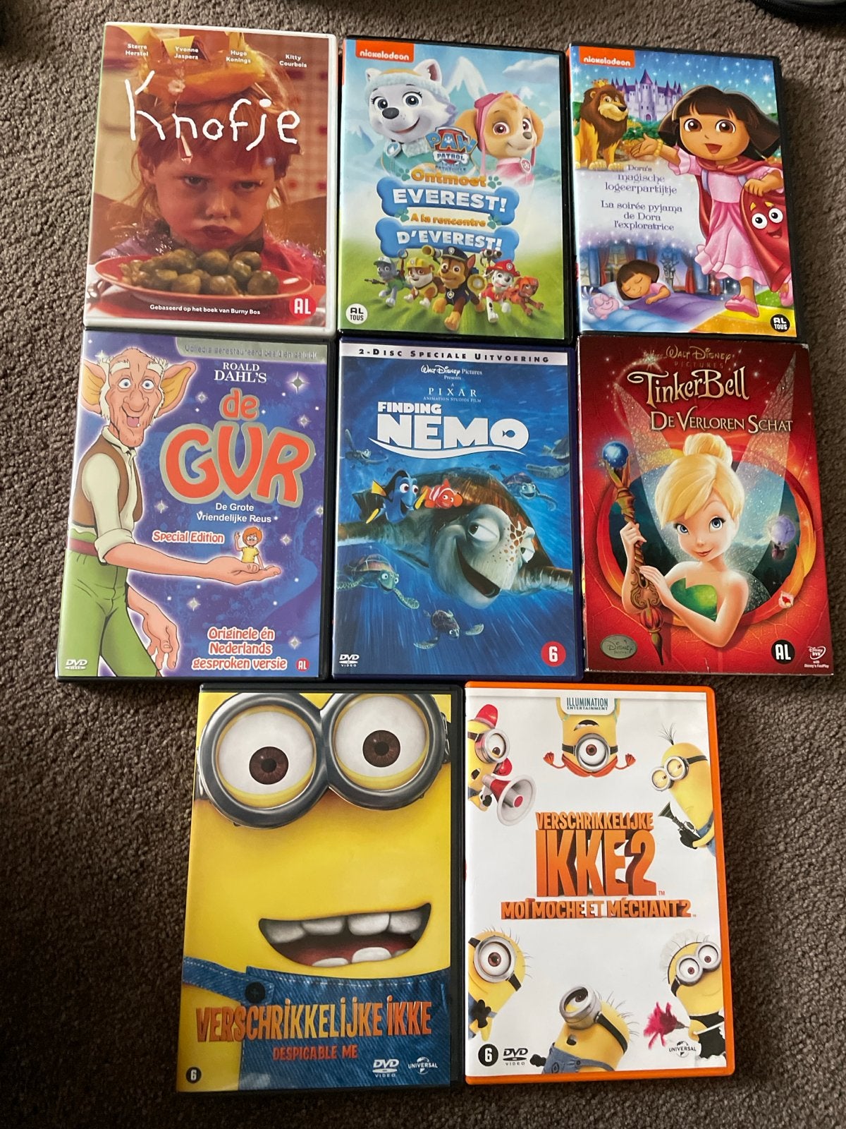 Grote collectie kinderfilms op DVD: Knofje, GVR, Minions, et, Gebruikt, Animatie, Verzamelbox, Alle leeftijden