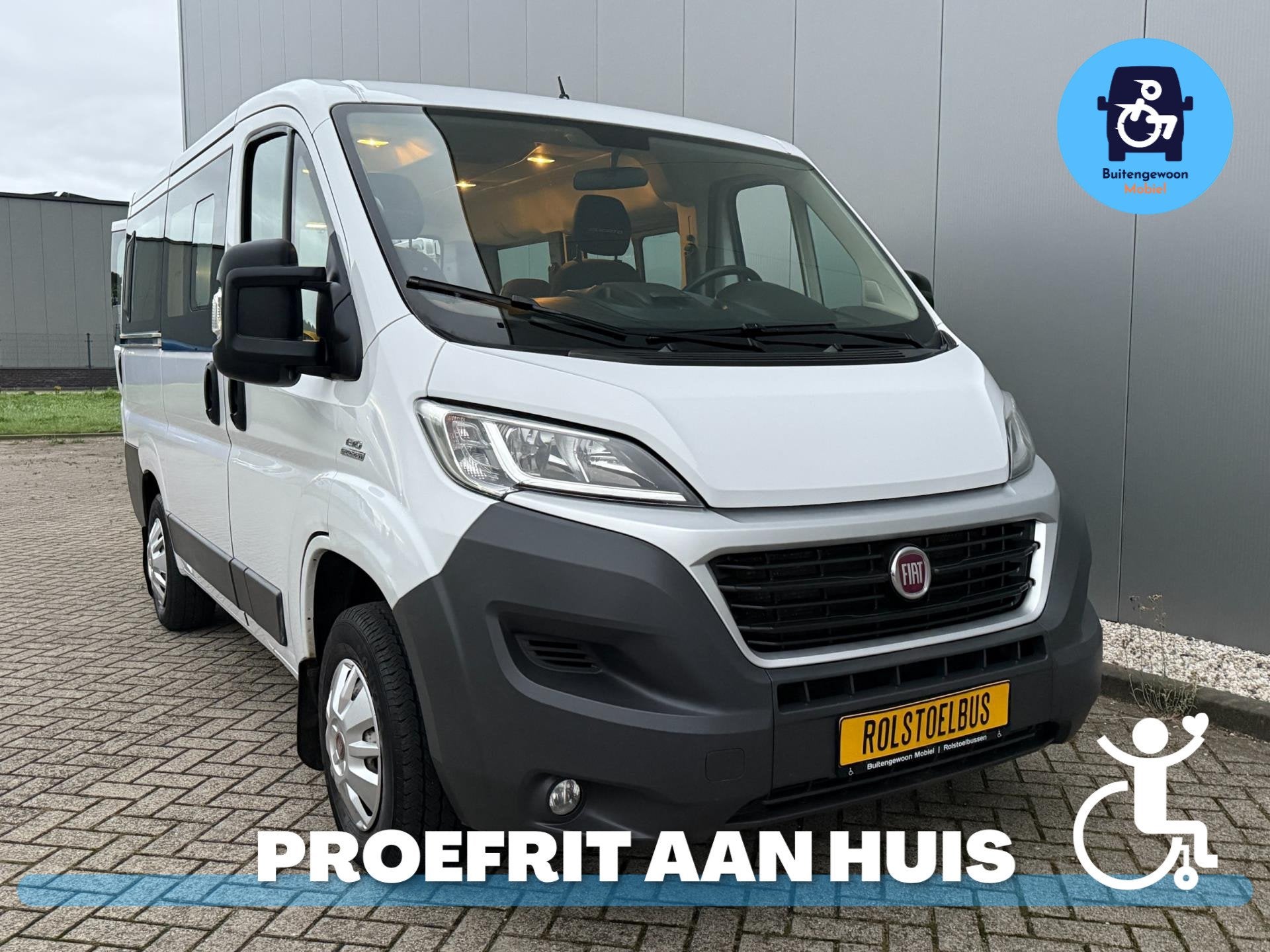 Fiat Ducato Rolstoelbus (Meerijder) 4 Persoons Automaat, Auto's, Bestelauto's, 12 maanden, Stof, Gebruikt, Zwart