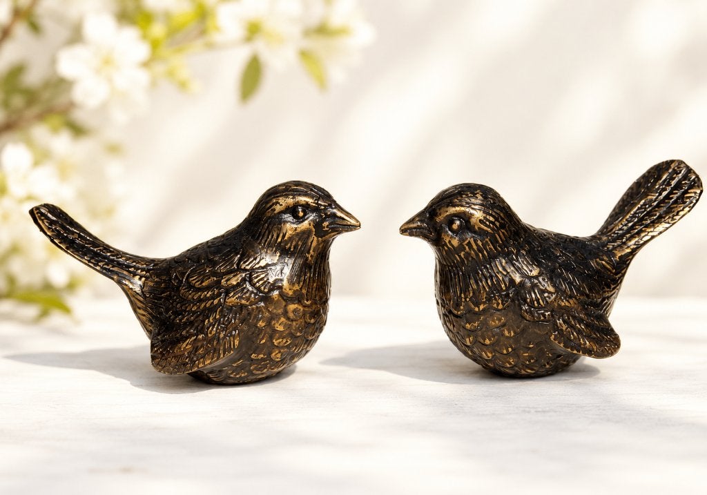 WINTERKONINKJE / VOGEL / Bronzen tuinbeeld, Dierenbeeld, Nieuw, Info@huisentuindecoratiemarie.nl, Huis en tuin decoratie marie