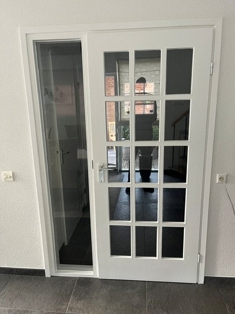 Witte opdek binnendeur met glas, Gebruikt, Binnendeur, Minder dan 200 cm, Ophalen of Verzenden