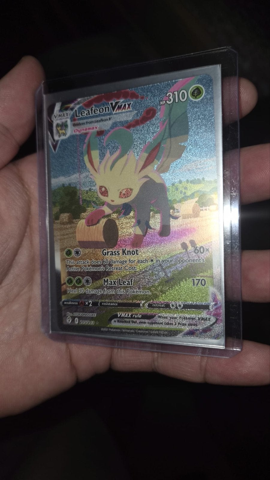 Leafeon VMAX 205/203 Full Art Secret Rare. Evolving Skies, Ophalen, Zo goed als nieuw, Losse kaart, Foil