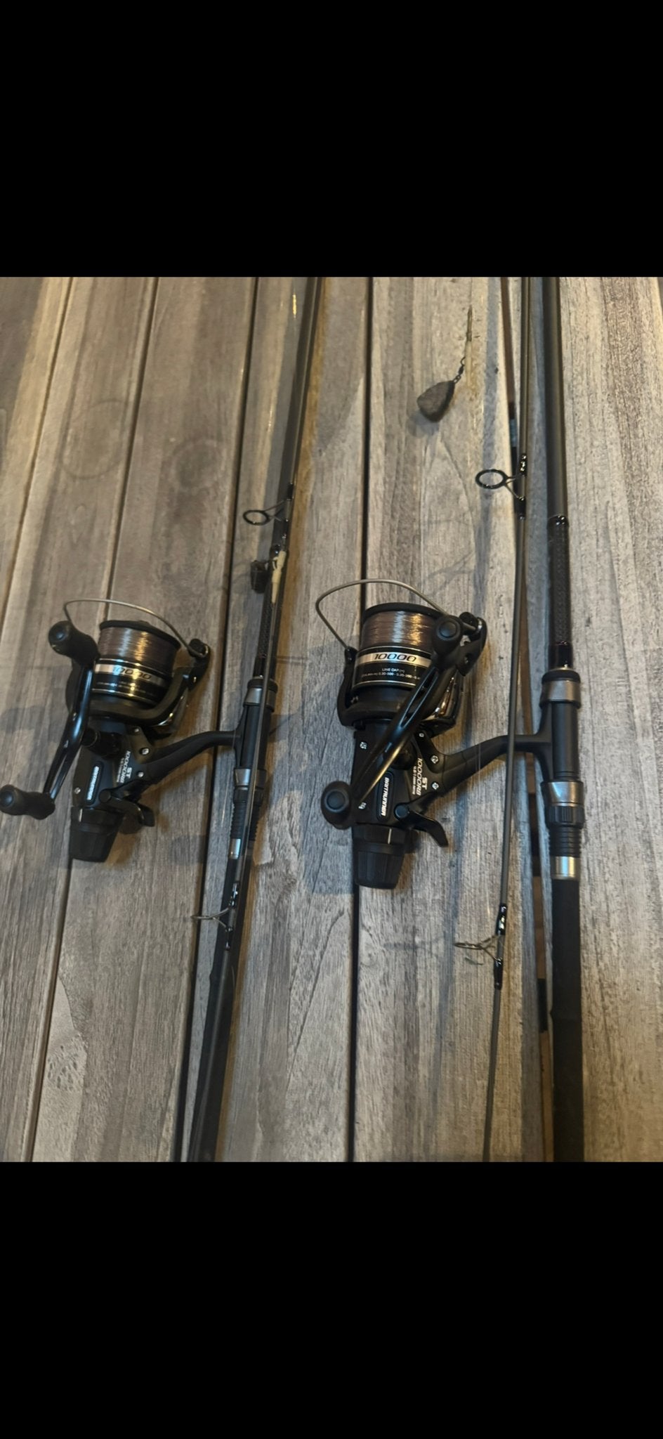 Hengel Shimano TX2 en Shimano Baitrunner 10000, Watersport en Boten, Ophalen, Zo goed als nieuw, Complete hengel