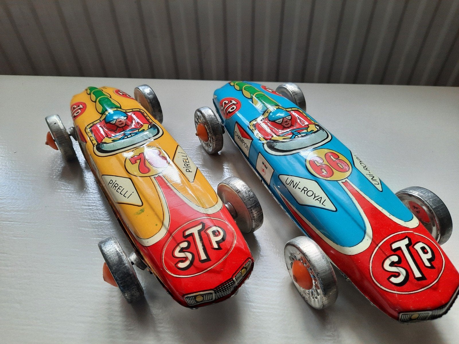 Vintage blikken raceauto's - Set van 2, Ophalen, Gebruikt