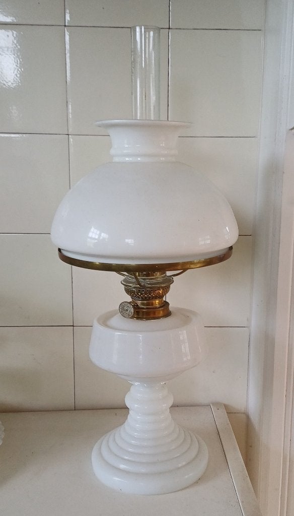 Witte glazen olielamp Kosmos Brenner, Ophalen of Verzenden