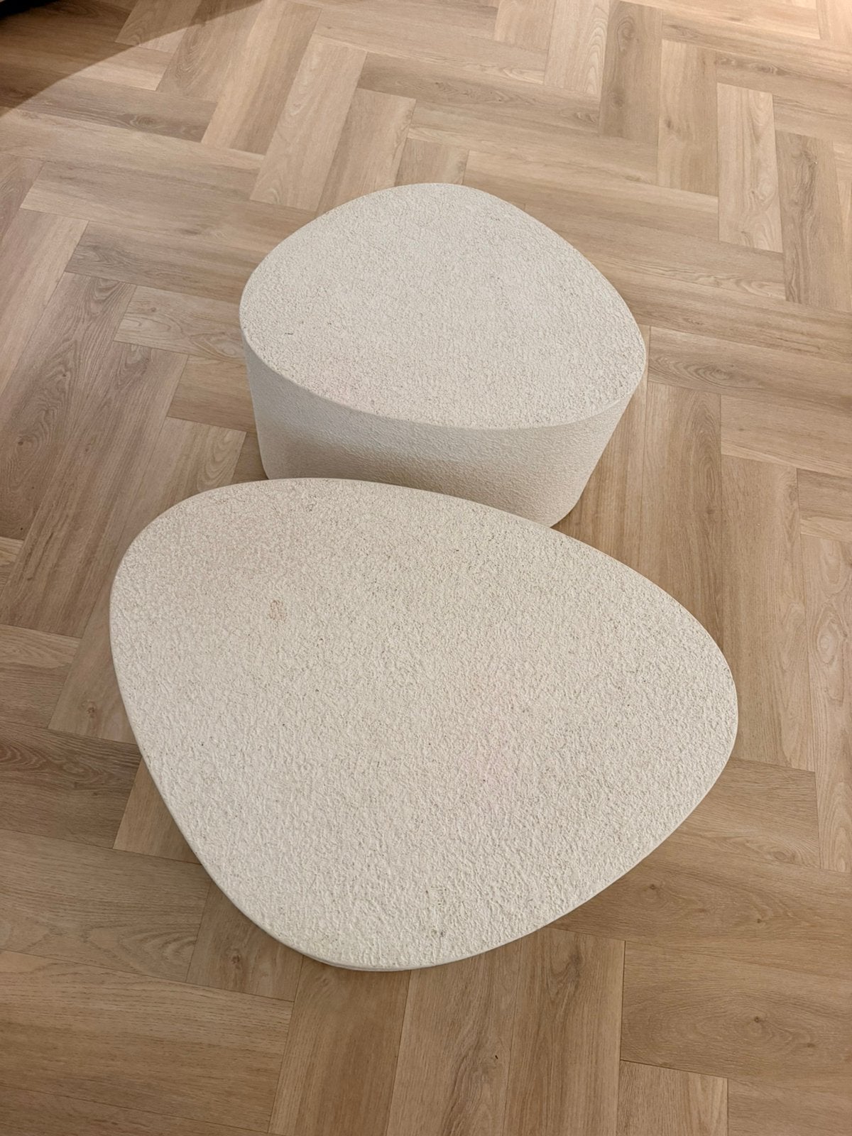 Set van 2 organische salontafels – crème/wit  modern Japandi, Huis en Inrichting, Ophalen, Gebruikt, Wit