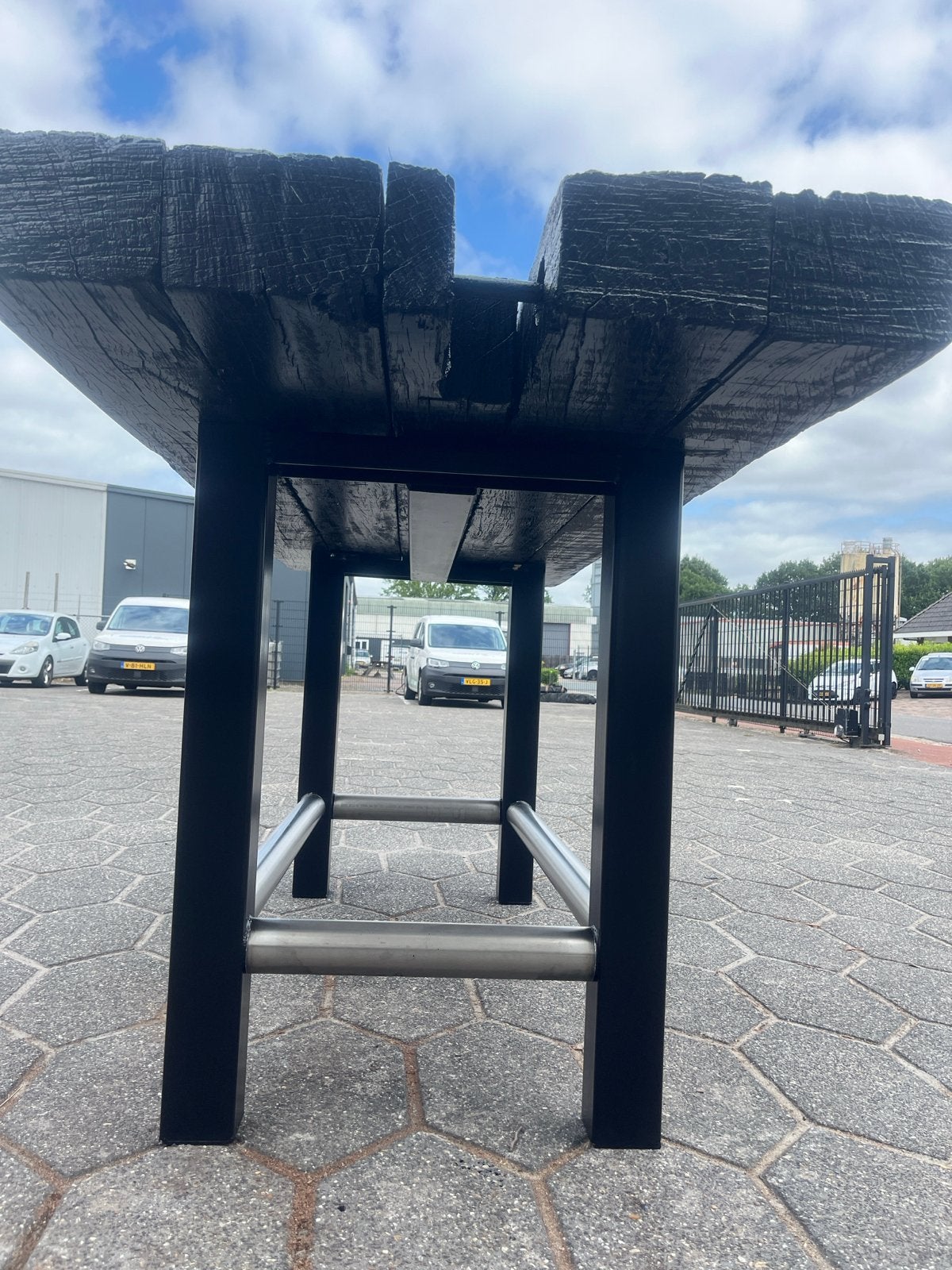 Industriële tuintafel, Ophalen of Verzenden, Rechthoekig, Hout