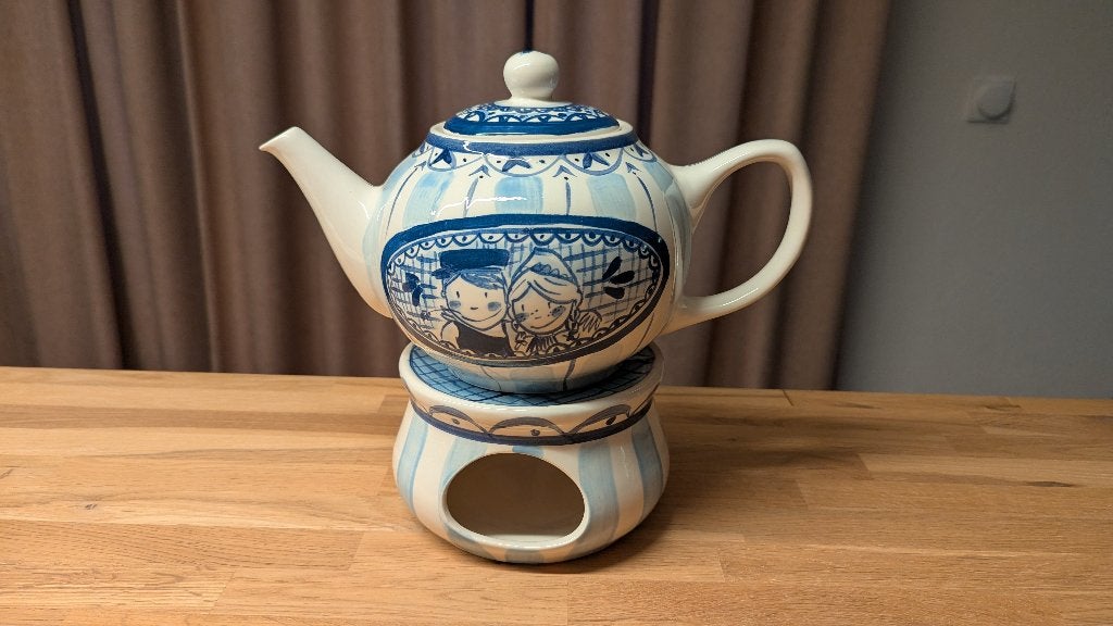 Blond Amsterdam Delfts Blond theepot met rechaud, Huis en Inrichting, Keuken | Servies, Ophalen of Verzenden, Zo goed als nieuw