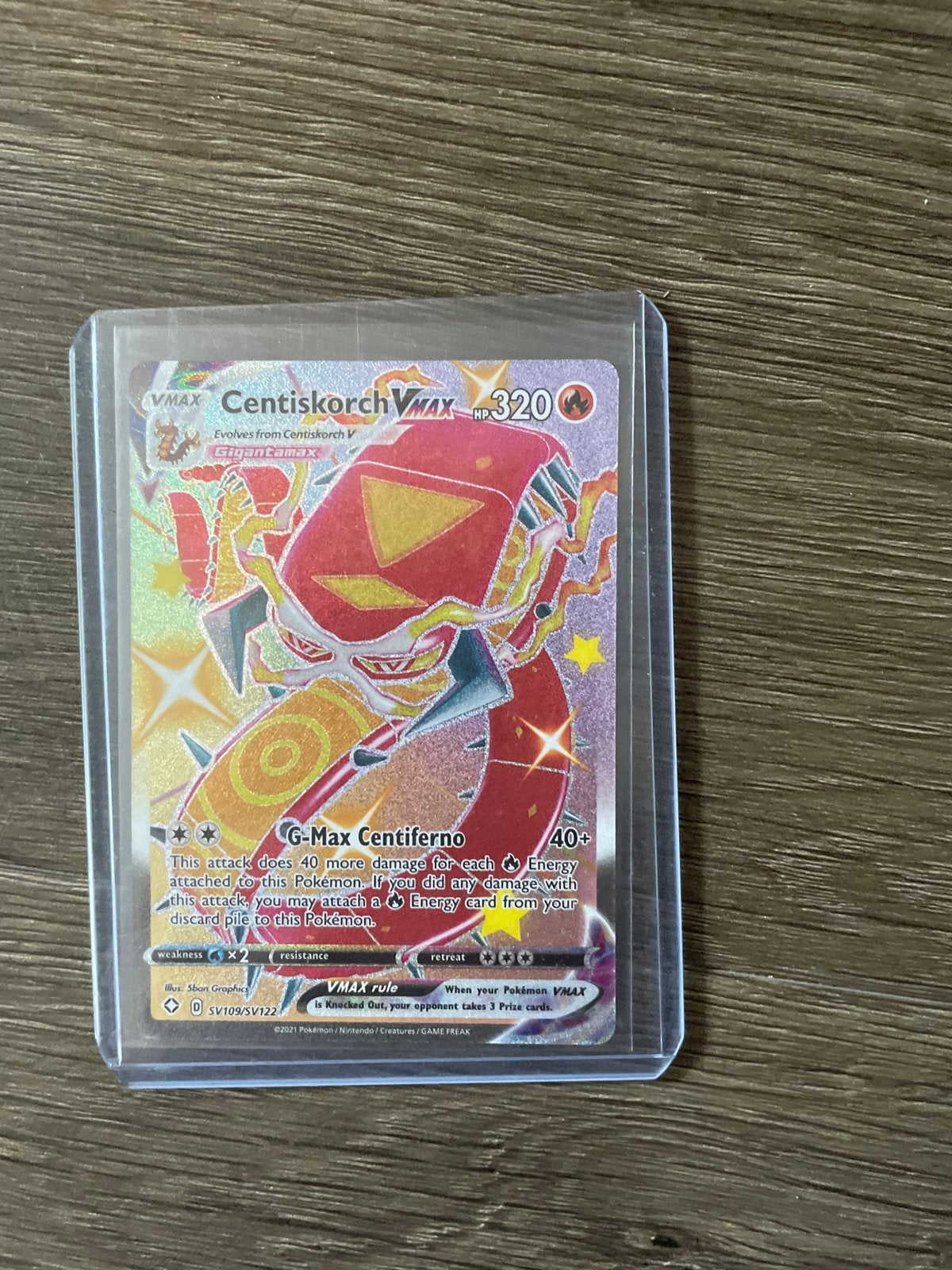 Centiskorch VMAX SV109/SV122 Shiny Vault Pokémon Kaart, Ophalen of Verzenden, Zo goed als nieuw, Losse kaart, Foil