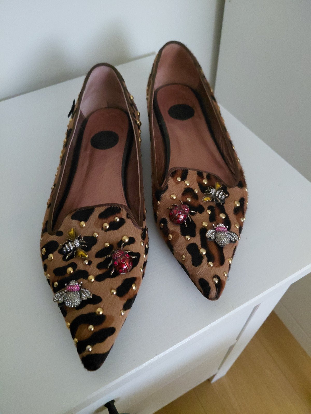 Ras lederen moccasins met luipaard maat 38, Ophalen of Verzenden
