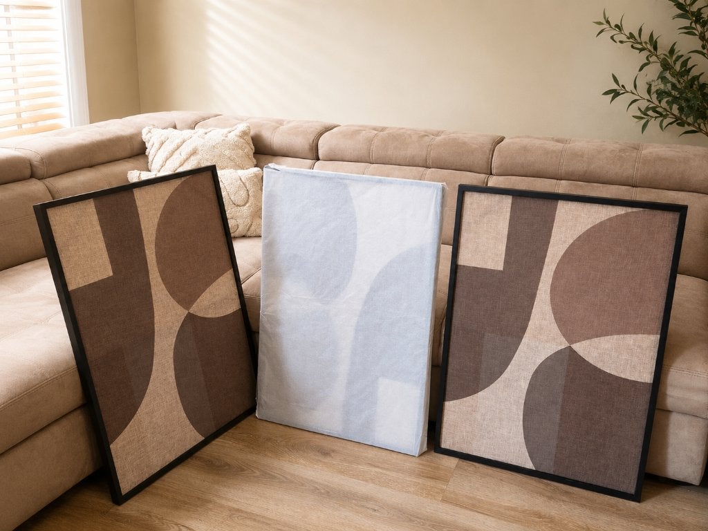 Set van 3 moderne abstracte schilderijen, Nieuw, Wandbord of Wandpaneel, Kunststof, Modern