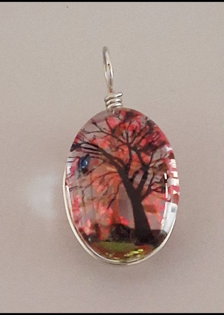 glazen hanger ovaal life tree rood vlinders, Ophalen of Verzenden, Nieuw, Rood, Glas of Kristal