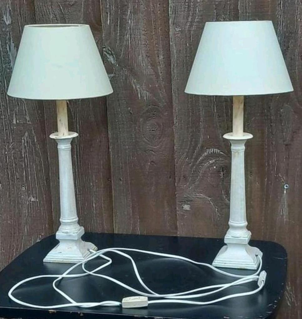 Set Brocante Metalen Schemerlampen - Tafellampen, Ophalen of Verzenden