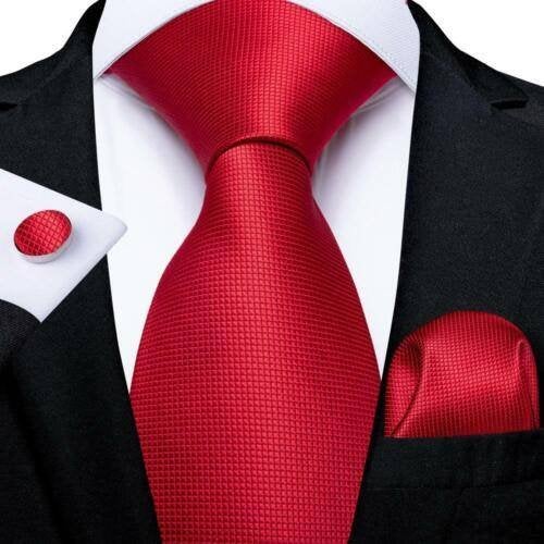 100% zijde Stropdas Pochet Manchetknopen effen Rood -NIEUW-, Ophalen of Verzenden, Nieuw, Rood, Effen