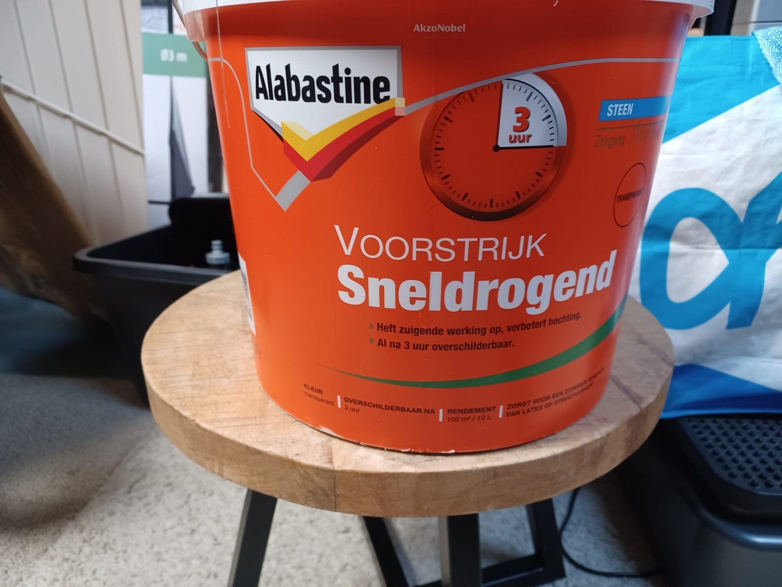 Alabastine Voorstrijk Sneldrogend 10L, Doe-het-zelf en Verbouw, Ophalen, Gebruikt, 5 tot 10 liter, Wit