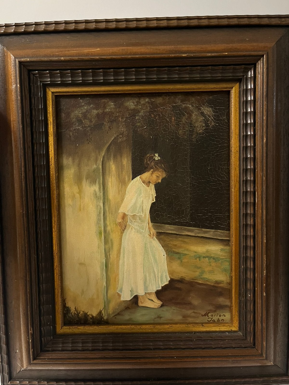 Prachtig olieverfschilderij op klein formaat (36x30 cm)gesig, Antiek en Kunst, Kunst | Schilderijen | Klassiek, Doek, Portret of Personen