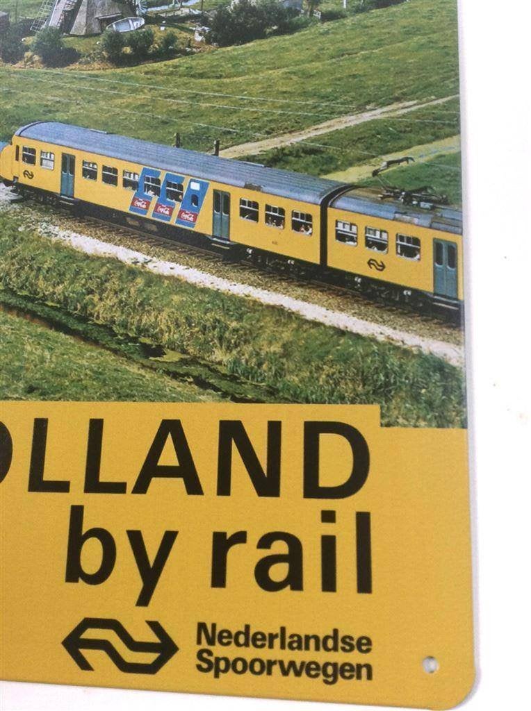 NS Vintage Reclame HOLLAND BY RAIL Trein Metalen Wandbord, Verzenden, Nieuw, Trein, Overige typen