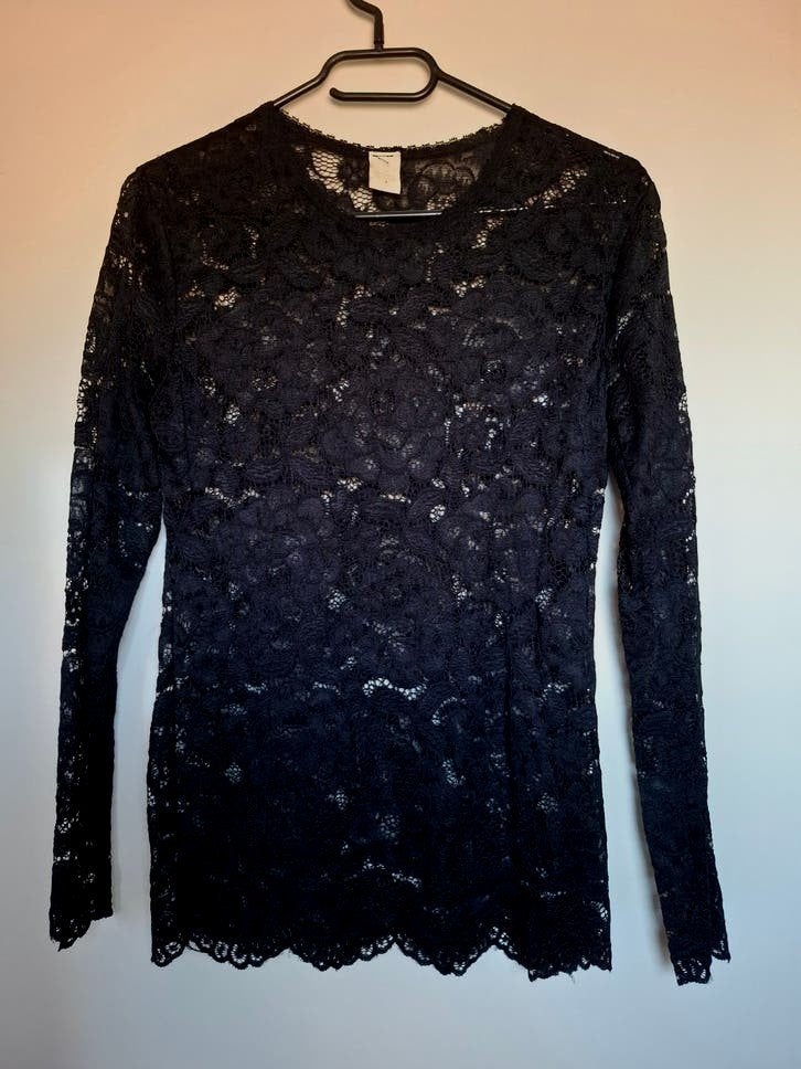 Zwarte Kanten Top met lange mouw Maat M, Kleding | Dames, Maat 38/40 (M), Zwart, Nieuw, Ophalen of Verzenden