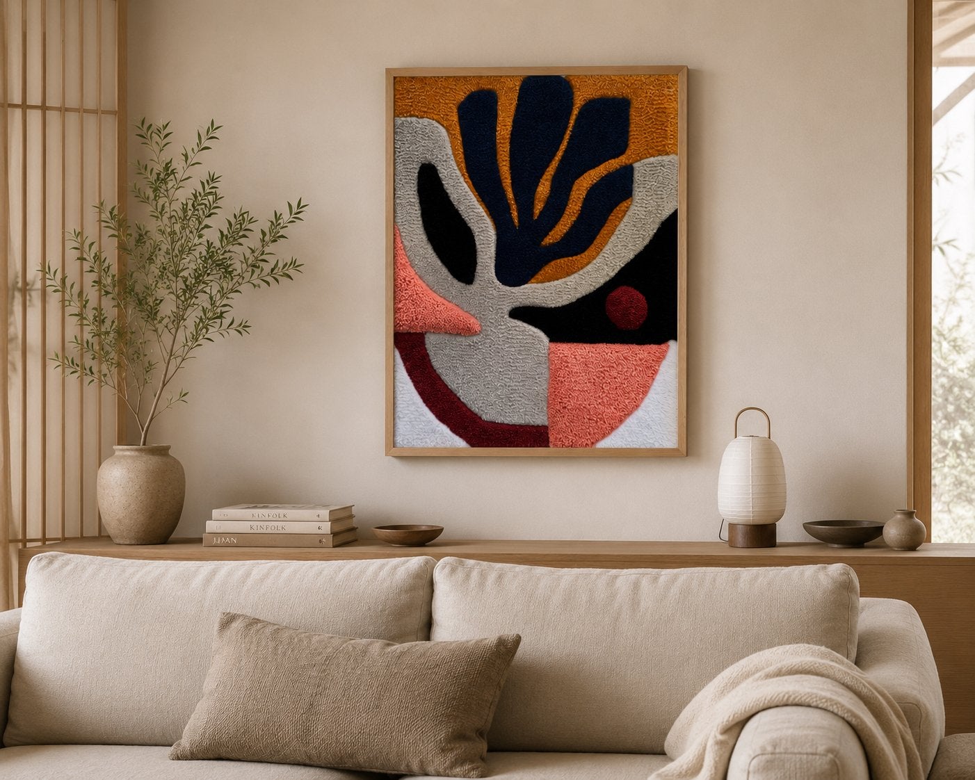 Tufting Art Uniek wandkleed met houten lijst 80 cm x 60 cm, 80 cm, Wandkleed, Nieuw, Ophalen of Verzenden