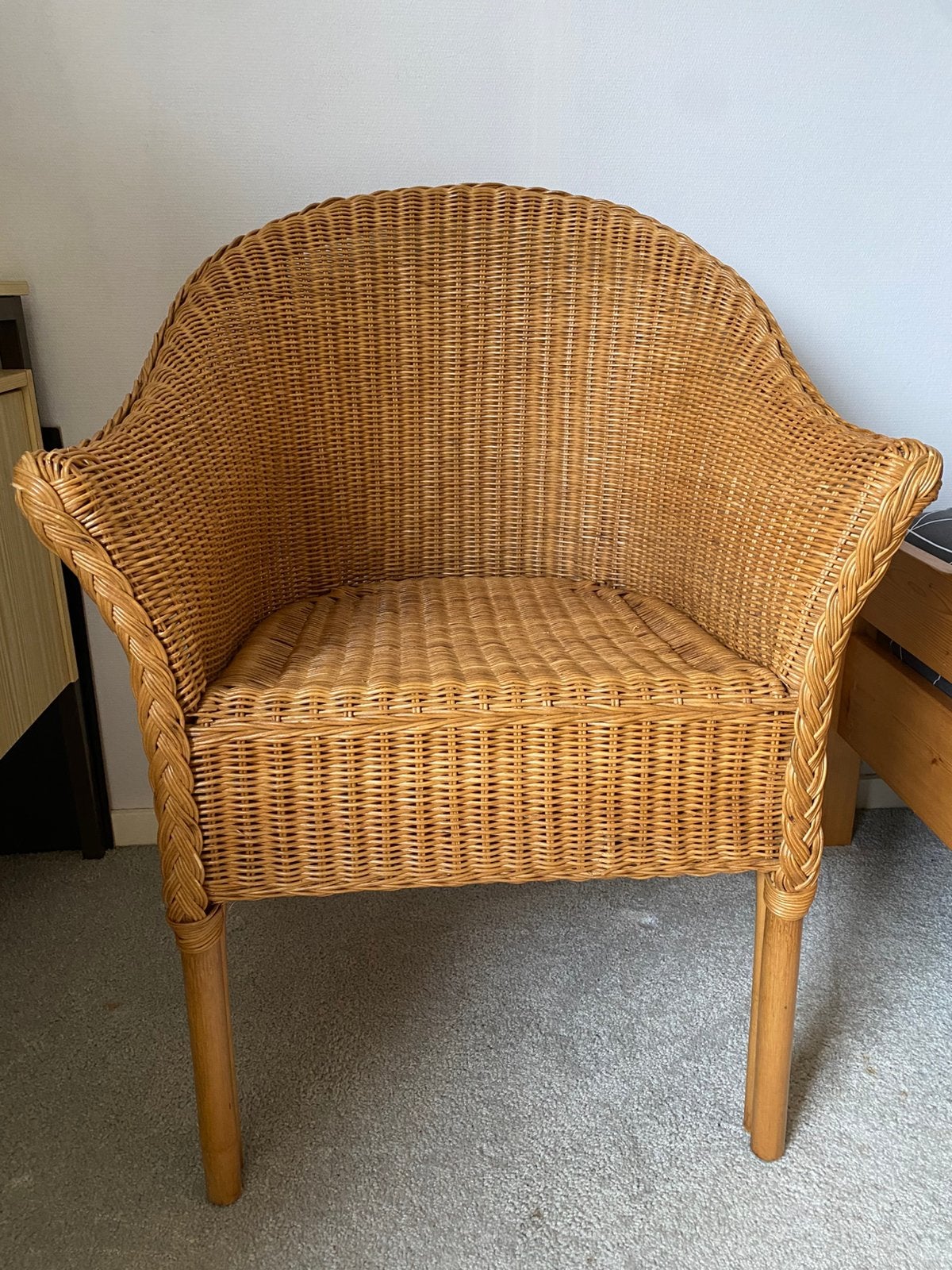 Rotan rieten gevlochten stoel, Ophalen, Zo goed als nieuw, Bruin, Eén