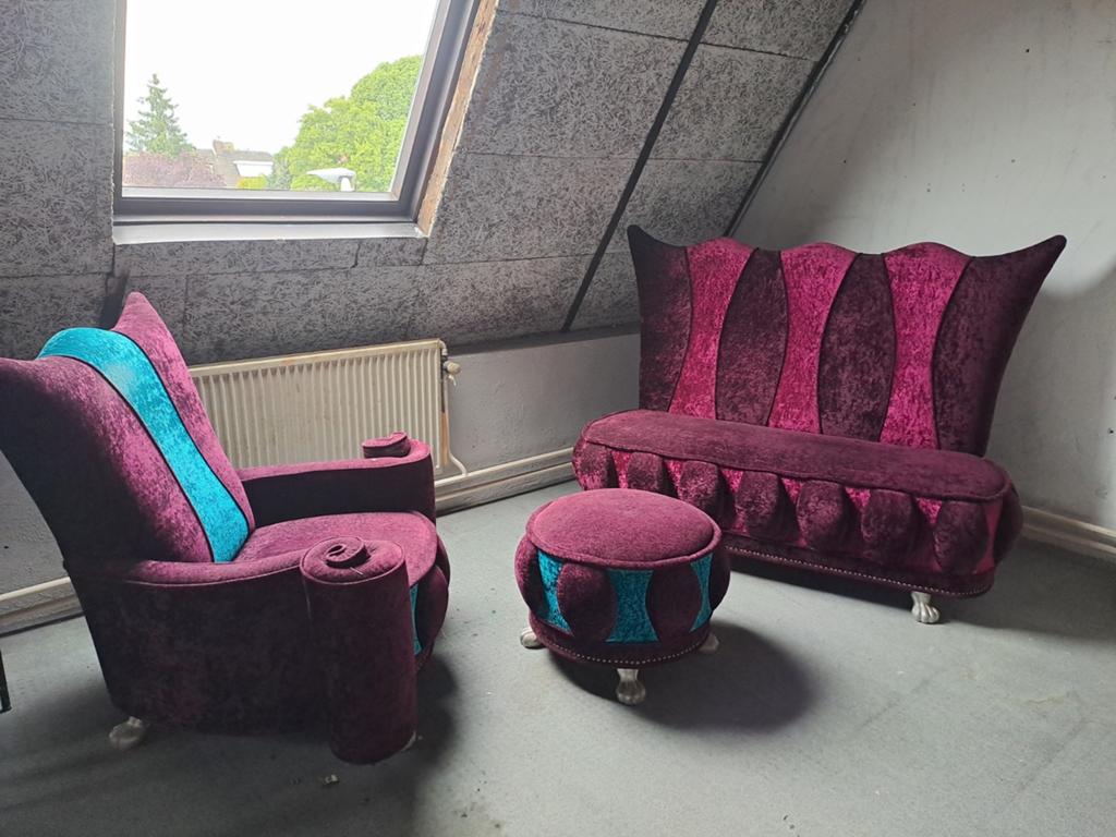 Bretz bankstel en fauteuil, Ophalen, Gebruikt, Stof, Vintage