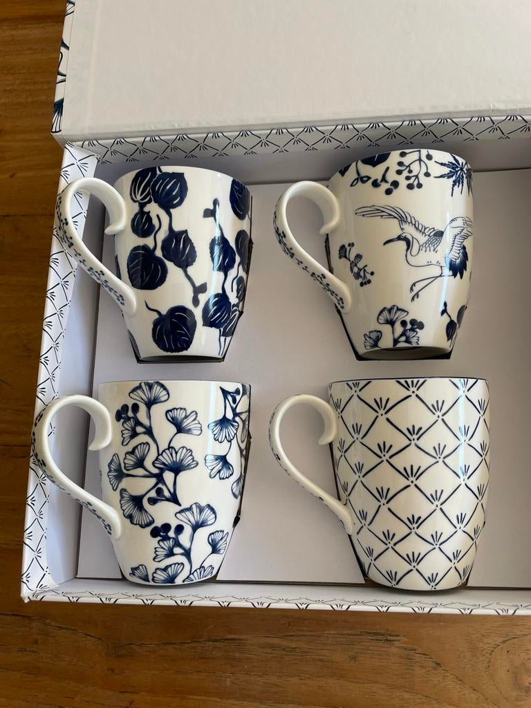 Mokken set van 4 - Flora Japonica - 380 ml - Tokyo Design, Keramiek, Nieuw, Ophalen of Verzenden, Overige stijlen