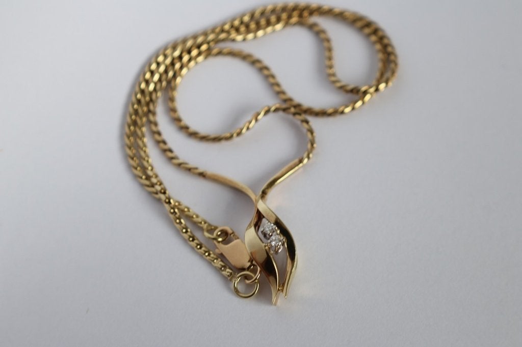 14 kt gouden collier 10.5 gram ketting diamanten, Katwijk, Juwelina, Ophalen of Verzenden, Zo goed als nieuw