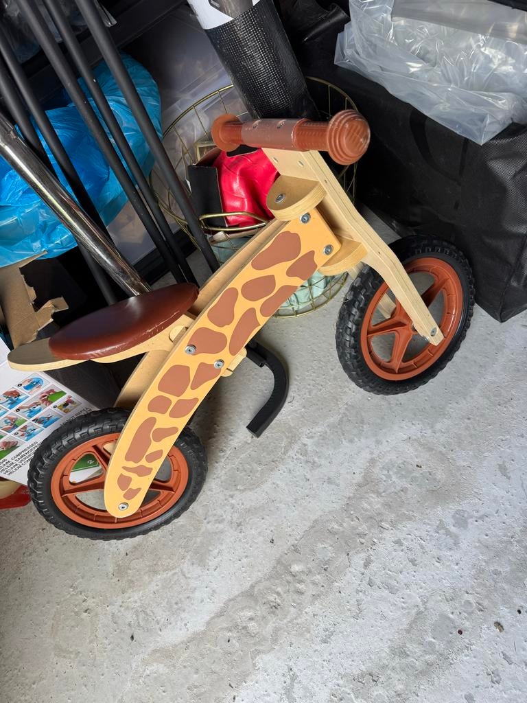 Houten loopfiets met giraffe print, Ophalen of Verzenden, Zo goed als nieuw, Overige merken