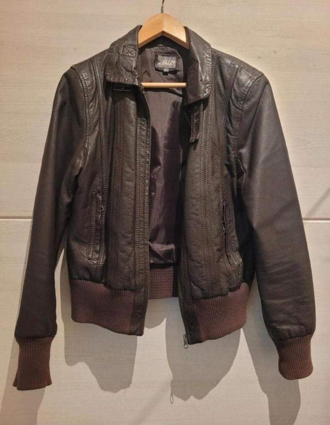 2Bizzy Leren Jas Maat L, Kleding | Dames, Ophalen, Bruin, Maat 42/44 (L), Zo goed als nieuw